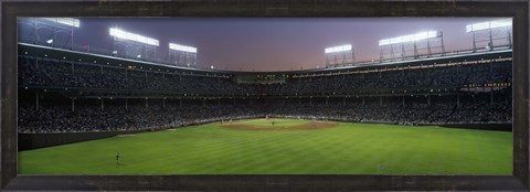 Framed Spectators watching a baseball match in a stadium, Wrigley Field, Chicago, Cook County, Illinois, USA Print