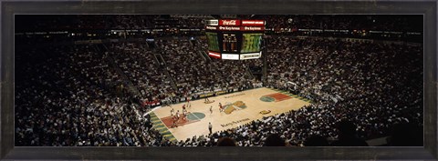 Framed Spectators watching a basketball match, Key Arena, Seattle, King County, Washington State, USA Print