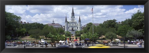 Framed Cathedral at the roadside, St. Louis Cathedral, Jackson Square, French Quarter, New Orleans, Louisiana, USA Print