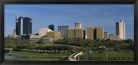 Framed Buildings in a city, Fort Worth, Texas Print