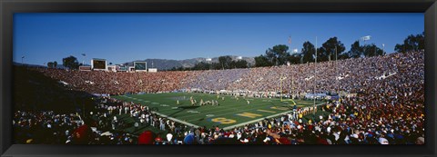 Framed High angle view of spectators watching a football match in a stadium, Rose Bowl Stadium, Pasadena, California Print
