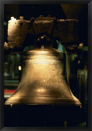 Framed Close-up of a bell, Liberty Bell, Philadelphia, Pennsylvania, USA Print