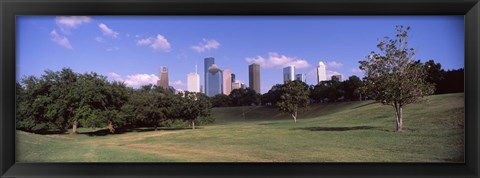 Framed Downtown skylines viewed from a park, Houston, Texas, USA Print