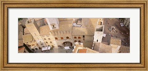 Framed High angle view of houses, San Gimignano, Tuscany, Italy Print