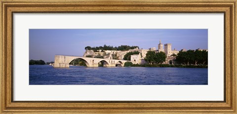 Framed France, Vaucluse, Avignon, Palais des Papes, Pont St-Benezet Bridge, Fort near the sea Print