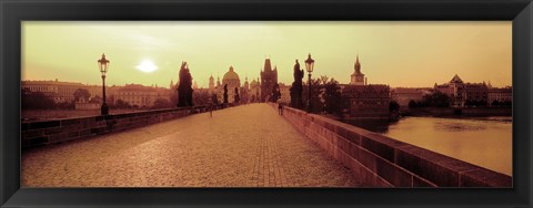 Framed Charles Bridge, Prague, Czech Republic, Sepia View Print
