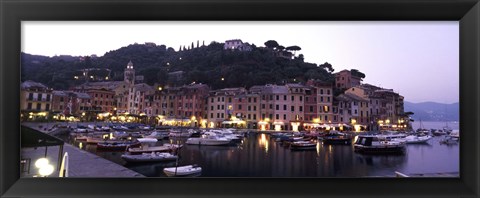 Framed Boats at a harbor, Portofino, Genoa, Liguria, Italy Print