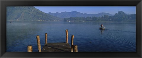 Framed Pier On A Lake, Santiago, Lake Atitlan, Guatemala Print