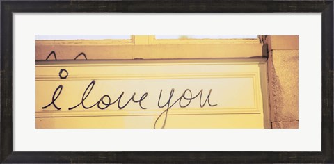 Framed Close-up of I love you written on a wall Print