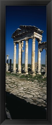Framed Old ruins of a built structure, Entrance Columns, Apamea, Syria Print