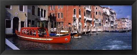 Framed Red Gondola, Grand Canal, Venice, Veneto, Italy Print