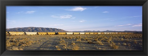 Framed Freight train in a desert, Trona, San Bernardino County, California, USA Print