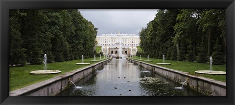 Framed Canal at Grand Cascade at Peterhof Grand Palace, St. Petersburg, Russia Print
