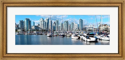 Framed Boats at marina with Vancouver skylines in the background, False Creek, British Columbia, Canada Print