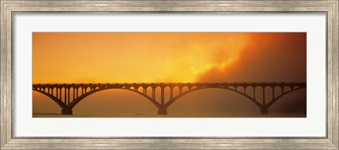 Framed Sunset Fog And Highway 101 Bridge CA Print