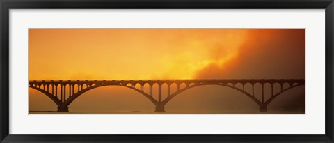 Framed Sunset Fog And Highway 101 Bridge CA Print