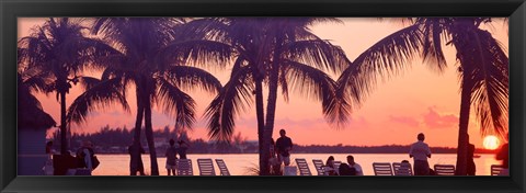 Framed Sunset on the beach, Miami Beach, Florida, USA Print