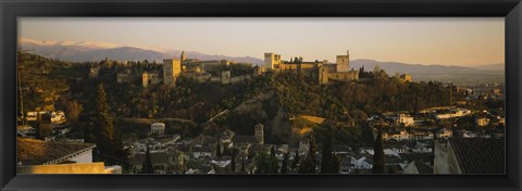 Framed High angle view of a city, Alhambra, Granada, Spain Print
