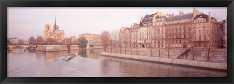 Framed Buildings Near Seine River, Notre Dame, Paris, France Print