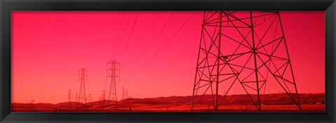Framed Power Lines In The Valley, Central Valley, California, USA Print