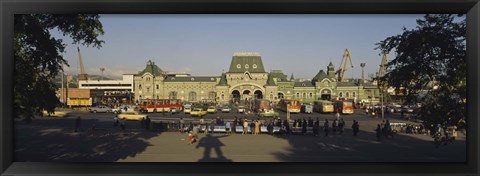 Framed Facade of a railroad station, Vladivostok, Primorsky Krai, Russia Print