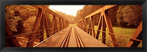 Framed Railroad Tracks and Bridge Germany Print