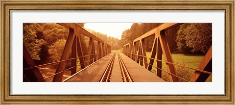 Framed Railroad Tracks and Bridge Germany Print