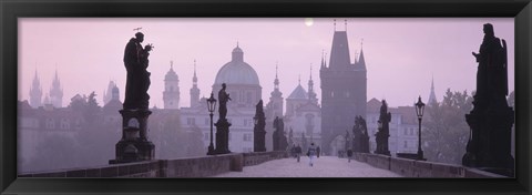 Framed Charles Bridge And Spires Of Old Town, Prague, Czech Republic Print