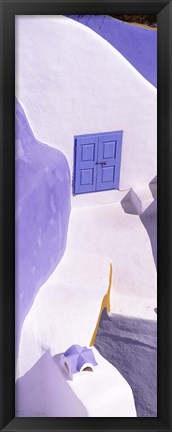 Framed Blue door, Santorini, Greece Print