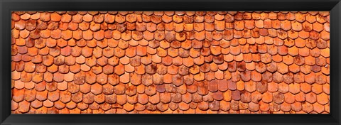 Framed Close-Up Of Old Roof Tiles, Rothenburg, Germany Print