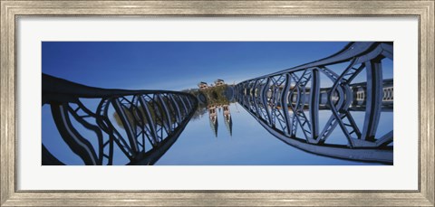 Framed Low Angle View Of A Bridge, Blue Bridge, Freiburg, Germany Print