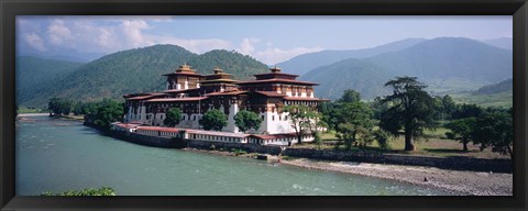 Framed Palace On A Riverbank, Punakha Dzong, Punakha, Bhutan Print