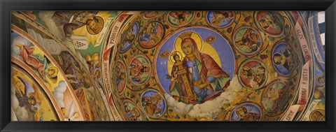 Framed Fresco on the ceiling of a monastery, Rila Monastery, Bulgaria Print
