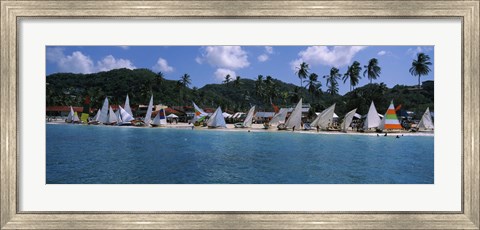 Framed Sailboats on the beach, Grenada Sailing Festival, Grand Anse Beach, Grenada Print