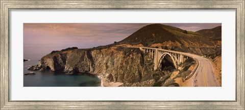 Framed Bridge on a hill, Bixby Bridge, Big Sur, California, USA Print