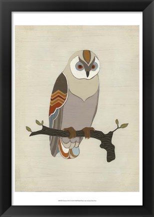 Framed Chevron Owl I Print