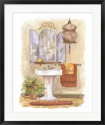 Framed Watercolor Bath in Spice I Print