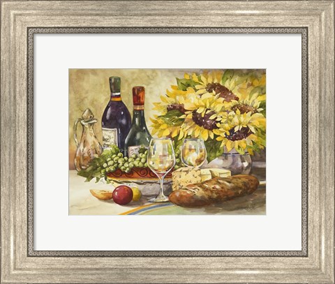 Framed Wine &amp; Sunflowers Print