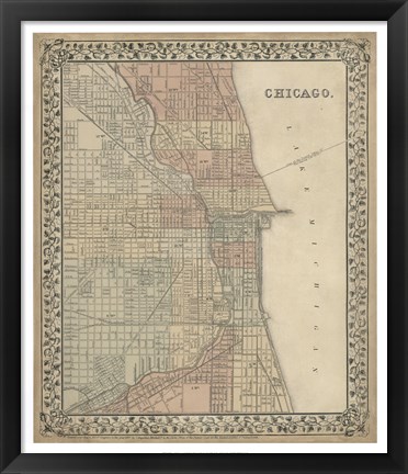 Framed Plan of Chicago Print