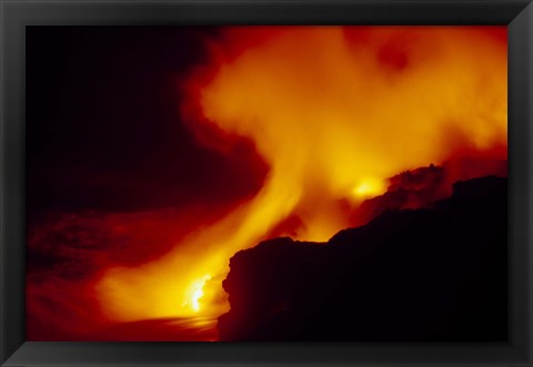 Framed Lava from an Erupting Volcano, Big Island, Hawaii Print