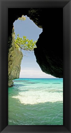 Framed Cliffside cave at Xtabi Hotel, Negril, Westmoreland, Jamaica Print
