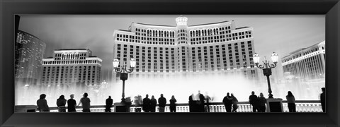 Framed Bellagio Resort And Casino Lit Up At Night, Las Vegas (black &amp; white) Print
