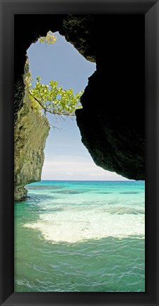 Framed Cliffside cave at Xtabi Hotel, Negril, Westmoreland, Jamaica Print