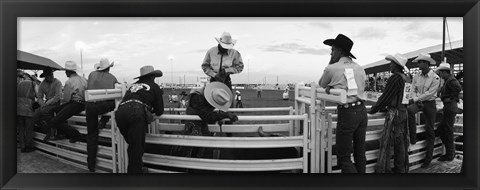 Framed Cowboys at rodeo, Pecos, Texas, USA Print