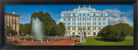 Framed Garden in front of an education building, Russian Navy School Building, St. Petersburg, Russia Print