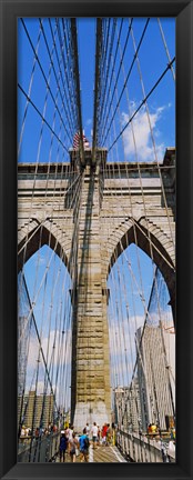 Framed People at a suspension bridge, Brooklyn Bridge, New York City, New York State, USA Print