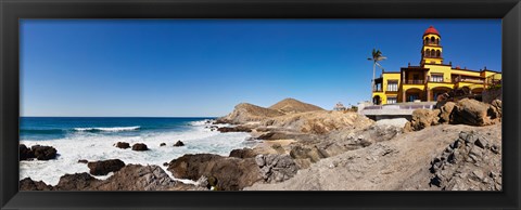 Framed Hacienda Cerritos on the Pacific Ocean, Todos Santos, Baja California Sur, Mexico Print
