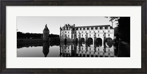 Framed Chateau de Chenonceaux Loire Valley France (black and white) Print