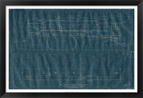 Framed Train Blueprint II Print