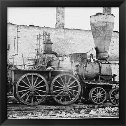 Framed Richmond, Va. Damaged locomotives Print